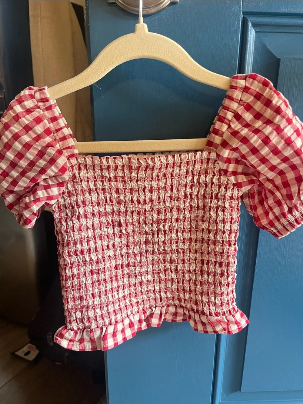 Gymboree Red and White Gingham Smocked Top